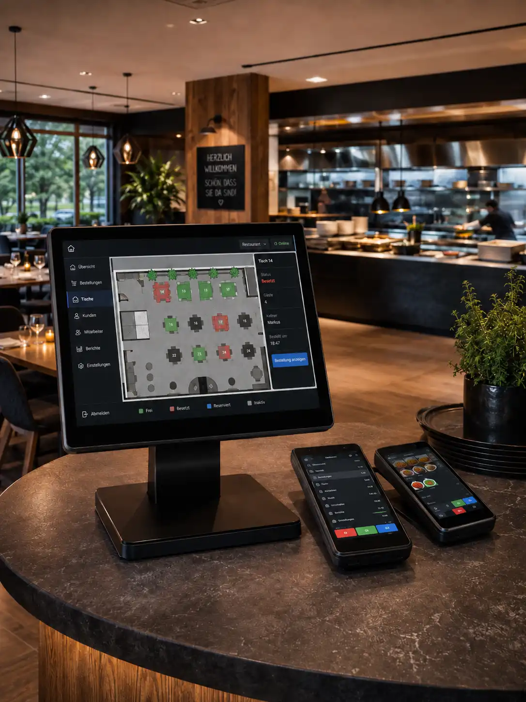 Komplettes Kassensystem mit Drucker und Kartenterminal für die Gastronomie