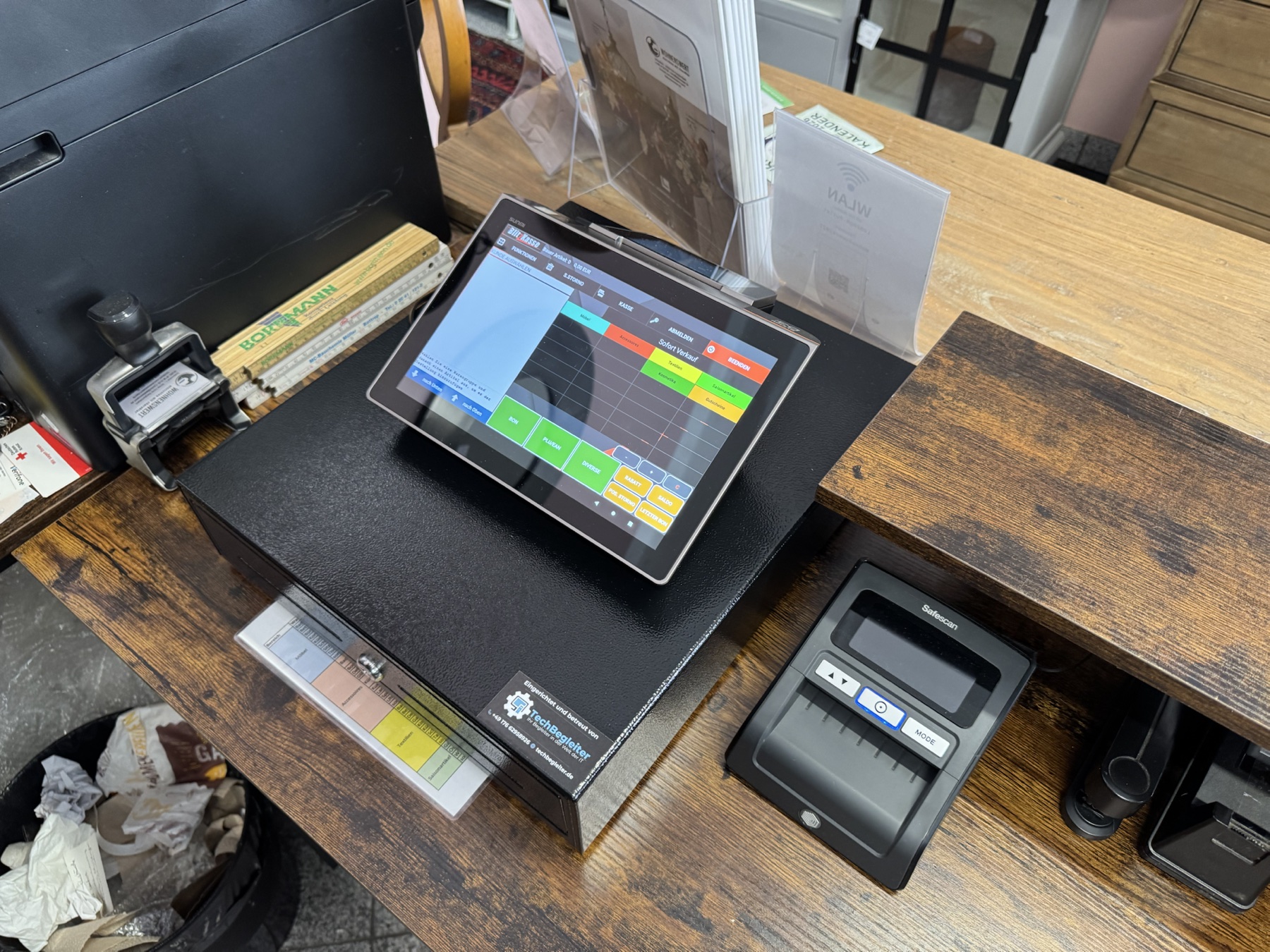 SUNMI D3 MINI mit geöffneter Blitz!Kasse Software bei Wohnenswert